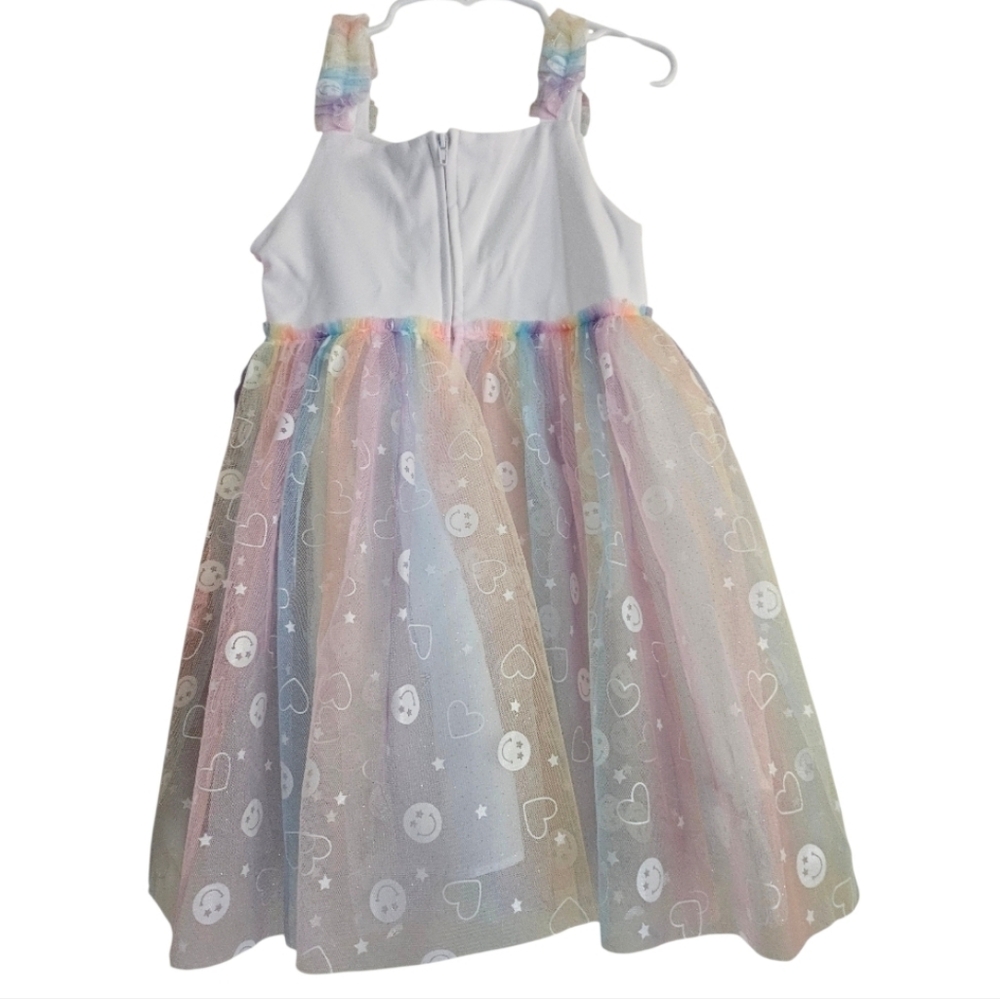 NWT Sparkle & Shine Girls Smiley Face Mesh Dress Metallic Moto Jacket Set, 4T - Picture 7 of 16